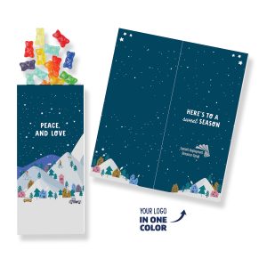 Custom One Color Foil-Stamped Stock Holiday Sentiment Sweeter Cards with Albanese® Gummi Bears with your company logo
