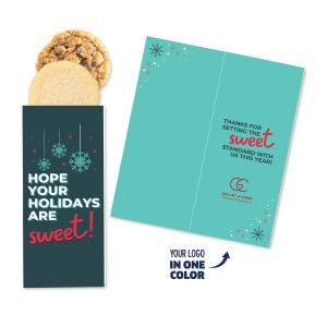 Custom One Color Foil-Stamped Stock Holiday Sentiment Sweeter Cards with Homestyle Cookie Duo with your company logo