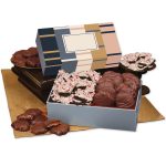 Custom Peppermint Bark & Pecan Clusters in Gift Box with Squares & Lines Sleeve with your company logo - 1