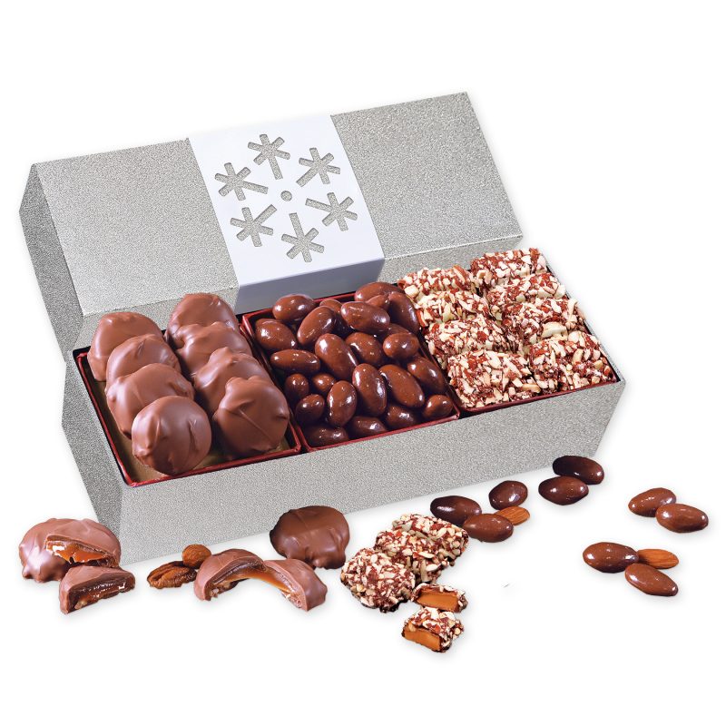 Custom Silver Trio of Sweets with Snowflake Wrap with your company logo - 1
