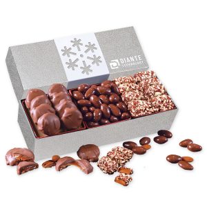 Custom Silver Trio of Sweets with Snowflake Wrap with your company logo
