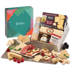 Custom Snack Lover's Gift Box with Green Geometric Sleeve with your company logo