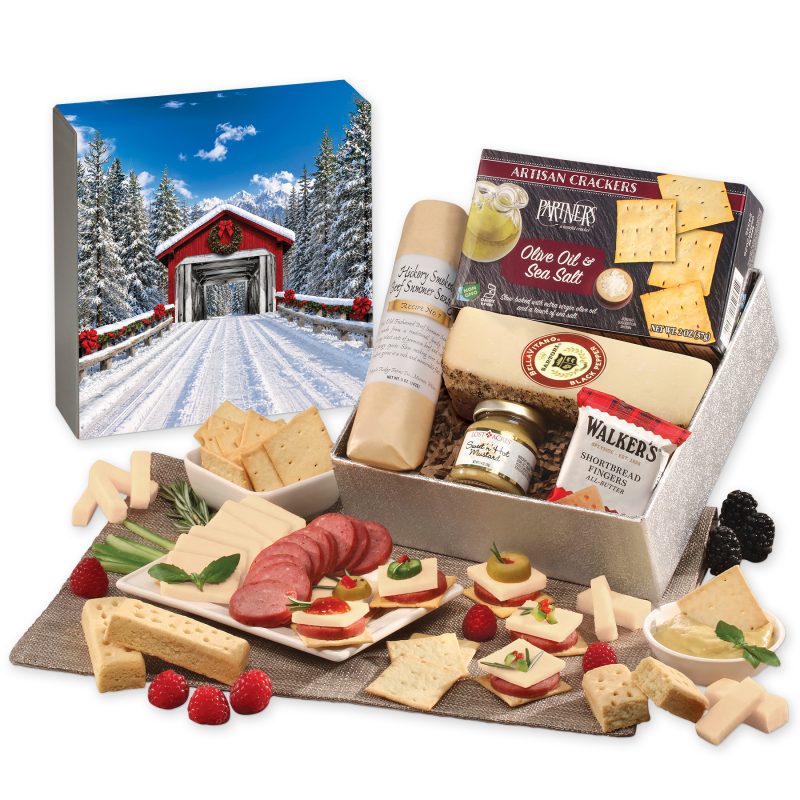 Custom Snack Lover's Gift Box with Snow-covered Bridge Sleeve with your company logo - 1