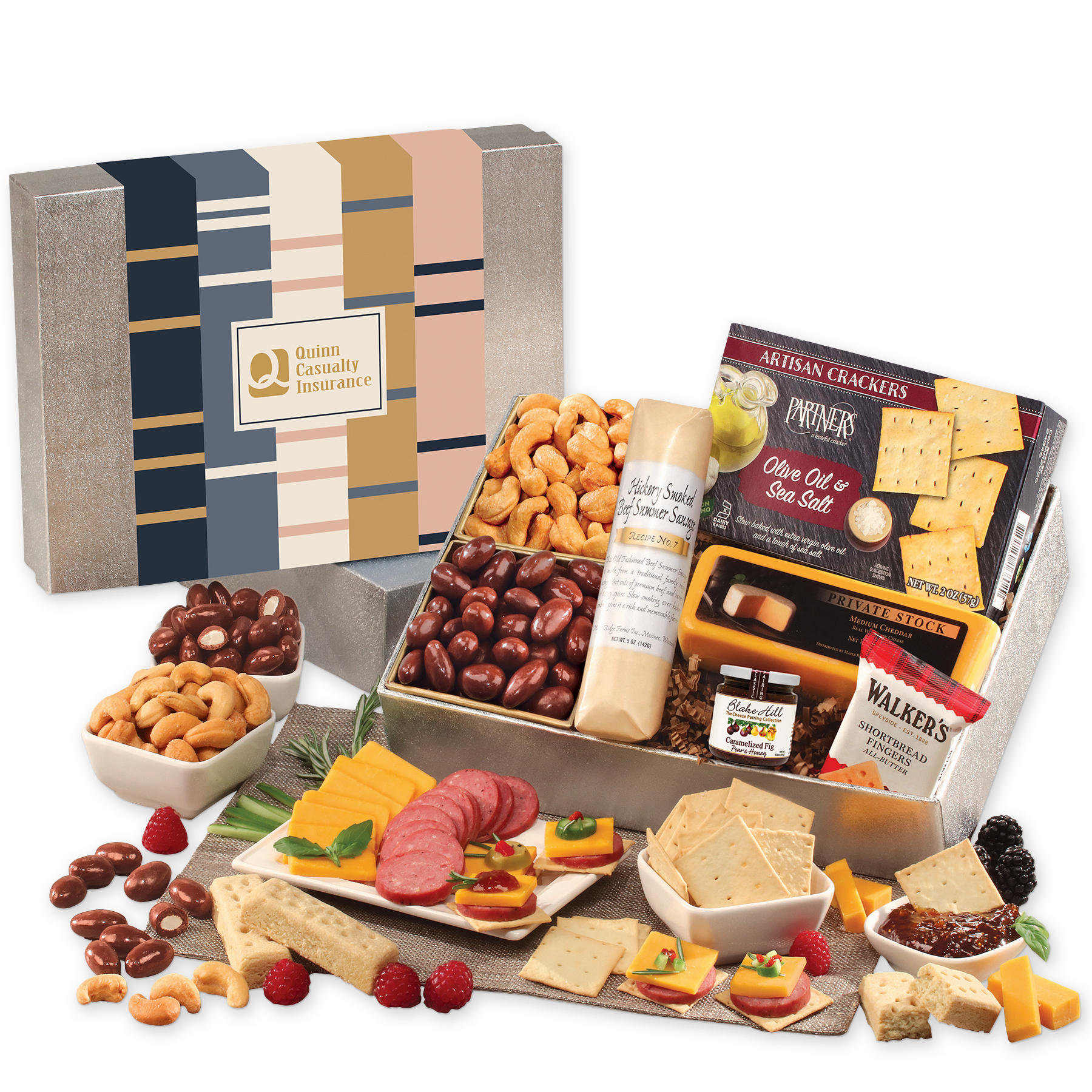 Custom Snacking Smorgasbord with Squares & Lines Sleeve with your company logo
