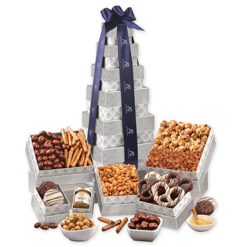 Custom Sweet & Savory Silver Delights Tower with your company logo